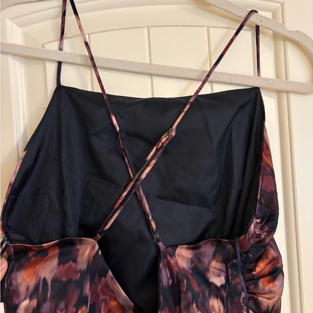 Size Medium NWT Jason Wu Floral Slip Midi Dress in Purple and Rust Tones - Picture 2 of 7